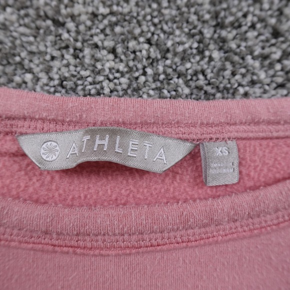 Athleta Sweater Womens XS Pink Crop Pullover Sweatshirt Fleece Oversized Baggy - Picture 2 of 8